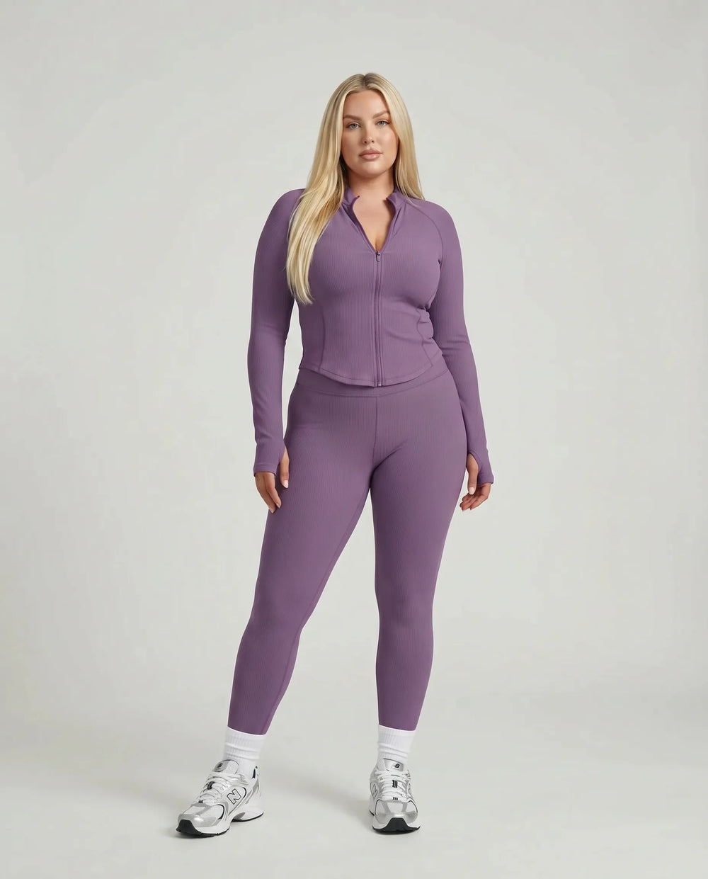 Women Zip-Up Sculpting Long Sleeve Top Purple