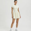 Women Zip-Up Sculpt Flare Padel Tennis Dress Activewear Cream