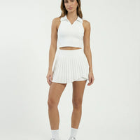 Matching Set Halter Pleated Skirt Crop Top