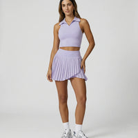 Matching Set Halter Pleated Skirt Crop Top
