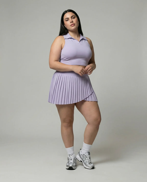 Matching Set Halter Pleated Skirt Crop Top