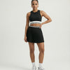 Women  Padel Matching Set Pleated Skirt & Crop Top Activewea Black