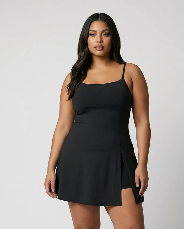 Sculpt Spaghetti Strap Side Slit Padel Dress