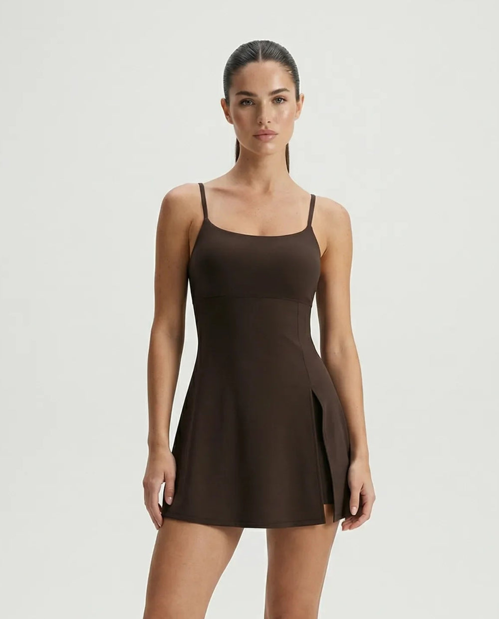 Sculpt Spaghetti Strap Side Slit Padel Dress