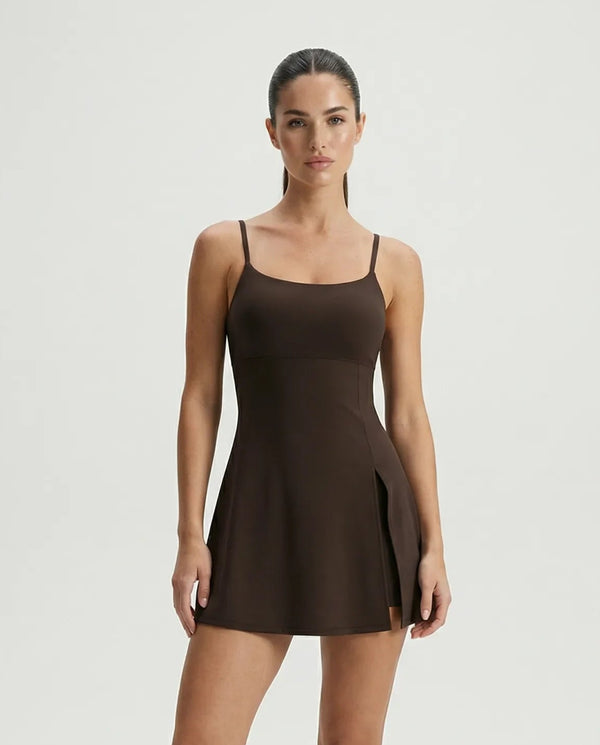 Sculpt Spaghetti Strap Side Slit Padel Dress