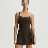 Sculpt Spaghetti Strap Side Slit Padel Dress