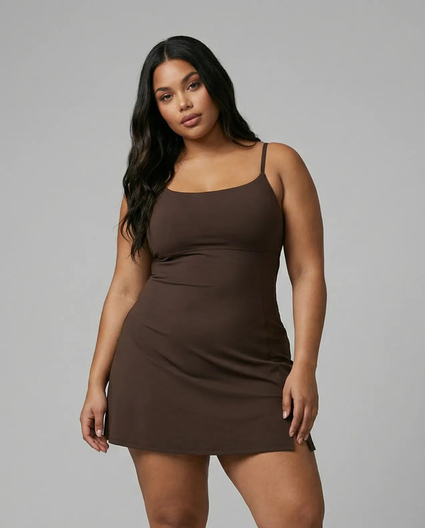 Sculpt Spaghetti Strap Side Slit Padel Dress