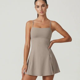 Sculpt Spaghetti Strap Side Slit Padel Dress