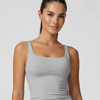 Women Square Neck Tank Top Sculpting Activewear Grey