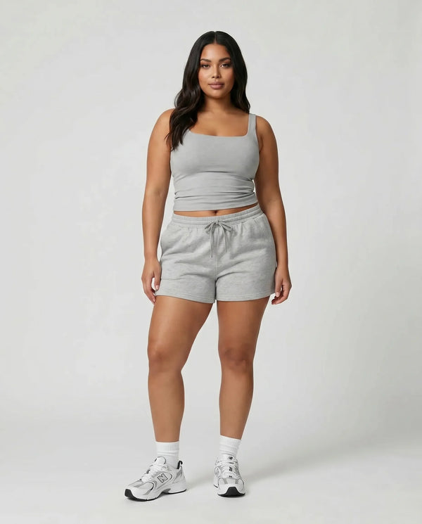 Women Square Neck Tank Top Sculpting Activewear Grey