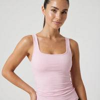 Women Square Neck Tank Top Sculpting Activewear Pink