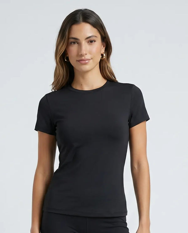 Women Sculpting Crew Neck T-Shirt Slim Fit Black