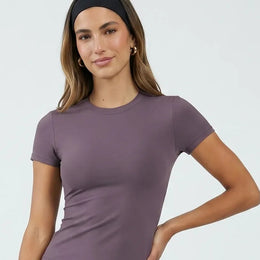 Women Sculpting Crew Neck T-Shirt Slim Fit Purple