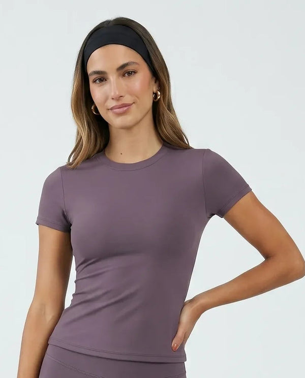 Women Sculpting Crew Neck T-Shirt Slim Fit Purple