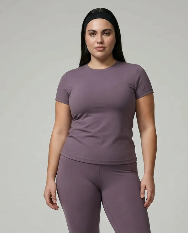 Women Sculpting Crew Neck T-Shirt Slim Fit Purple