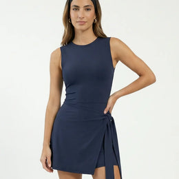 Sculpt Sleeveless Wrap Tie Tennis Dress