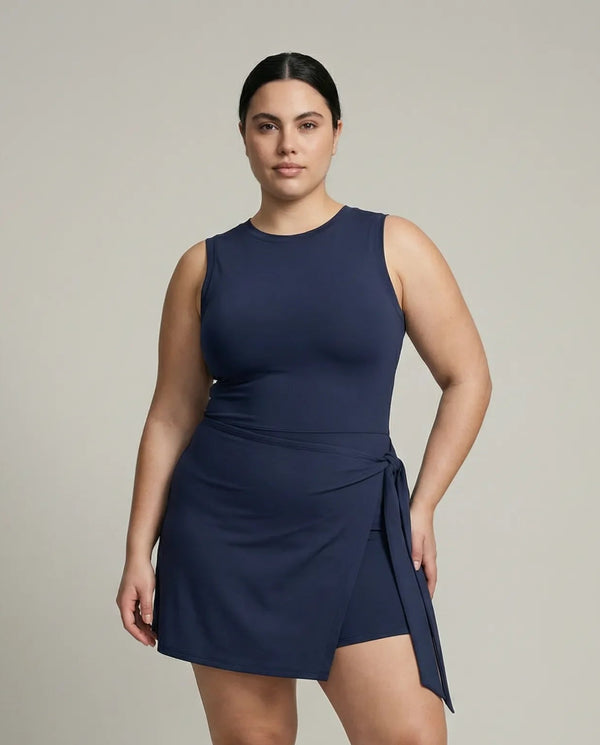 Sculpt Sleeveless Wrap Tie Tennis Dress
