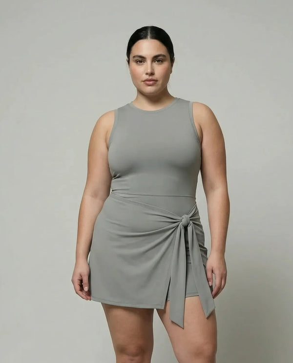 Sculpt Sleeveless Wrap Tie Tennis Dress