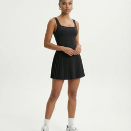 Sculpt Square Neck Pleated Tennis Dress