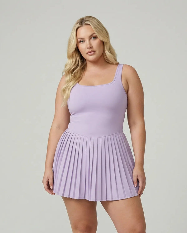 Sculpt Square Neck Pleated Tennis Dress