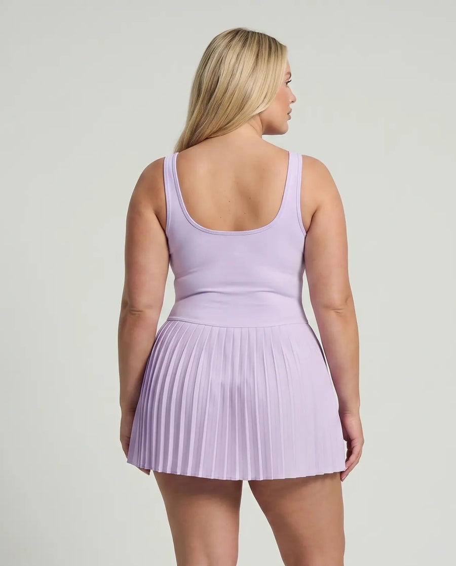 Sculpt Square Neck Pleated Tennis Dress