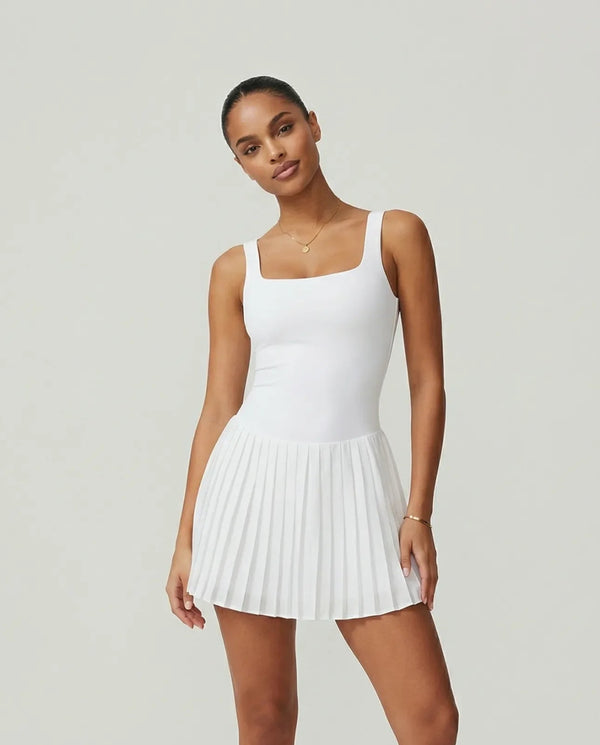 Sculpt Square Neck Pleated Tennis Dress