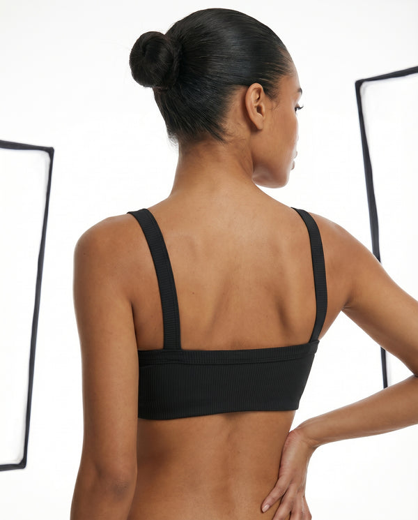 Sports Bra Ribbed Square Neck Crop