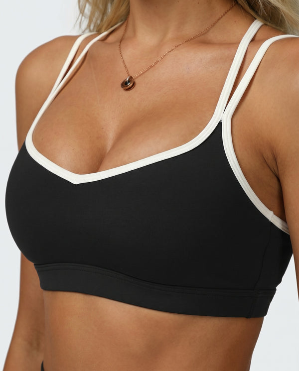 Sports Bra Contrast Trim Strappy Back