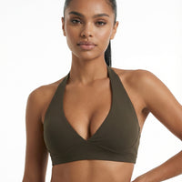 Halter Sports Bra Deep V Sculpt