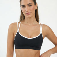 Sports Bra Contrast Trim Strappy Back