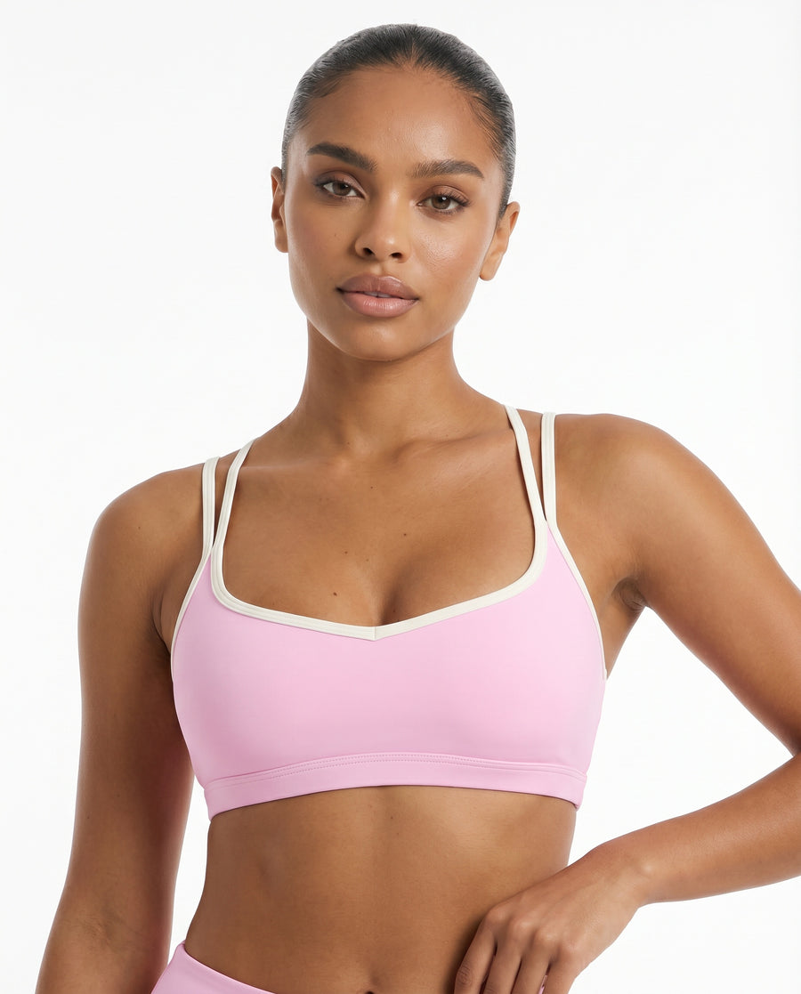 Sports Bra Contrast Trim Strappy Back