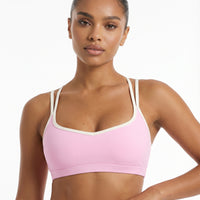 Sports Bra Contrast Trim Strappy Back