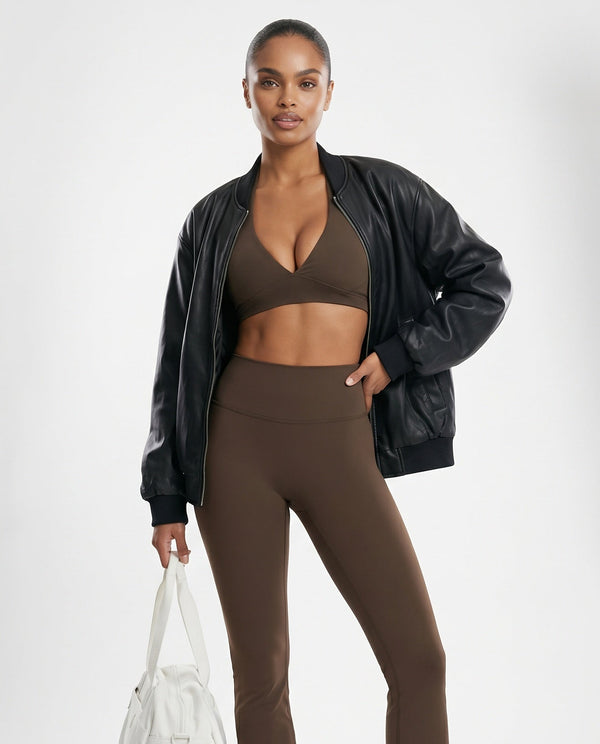 Halter Sports Bra Deep V Sculpt