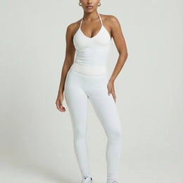 White Seamless Halter Sculpt Leggings Set
