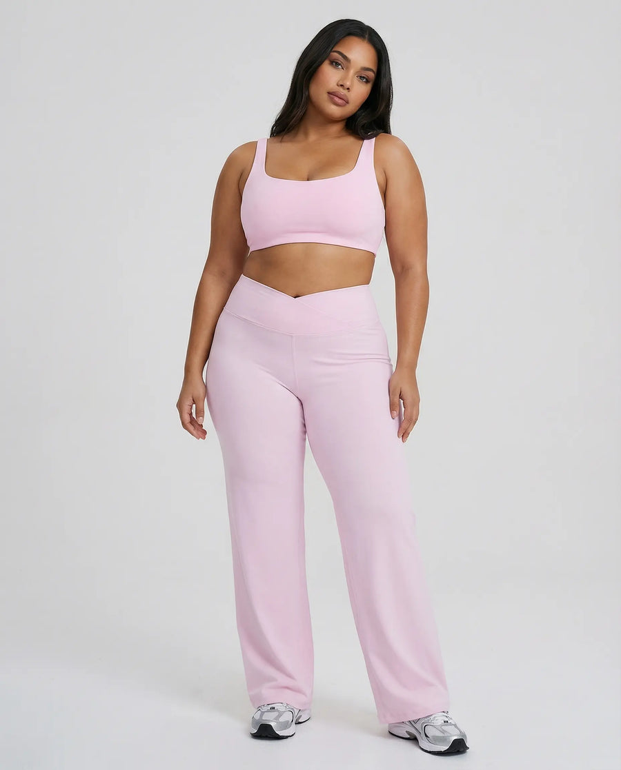 High Waist Crossover Wide Leg Leggings