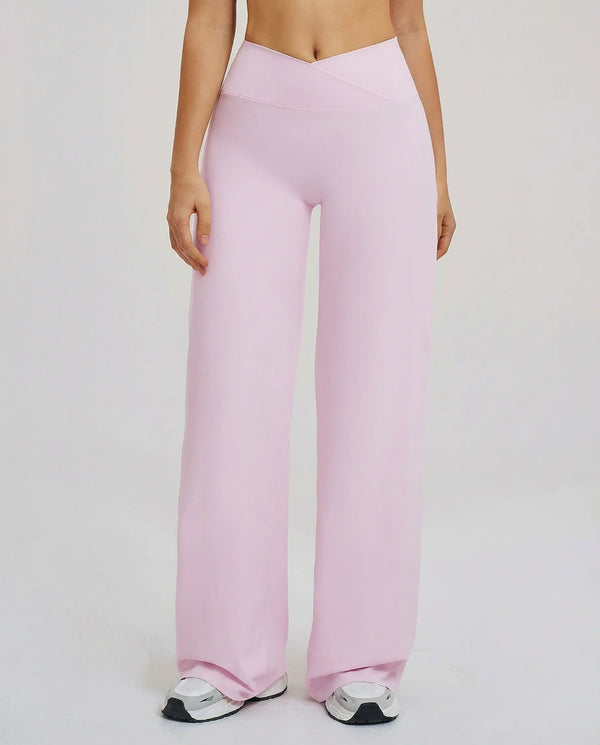 High Waist Crossover Wide Leg Leggings
