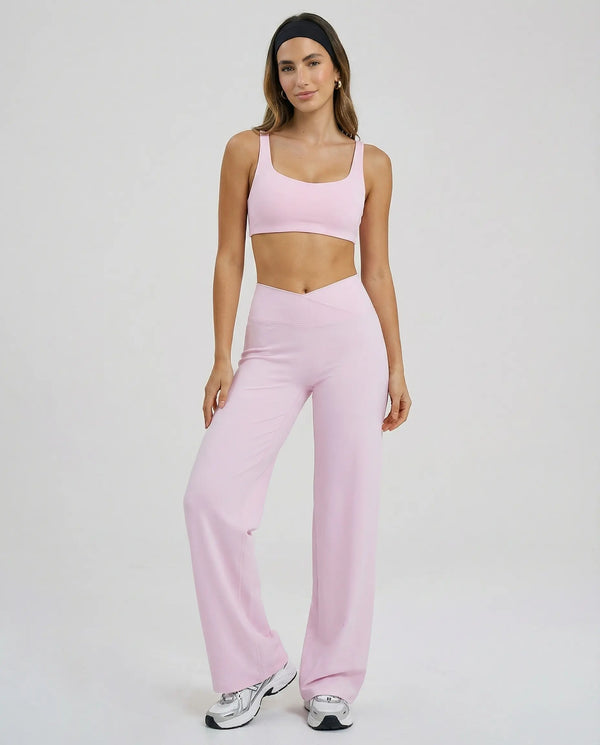 High Waist Crossover Wide Leg Leggings